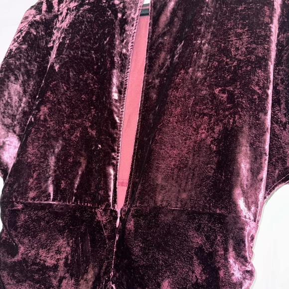 ZARA DRESS Crushed Velvet Burgundy Midi Dress New sz L - Picture 9 of 10